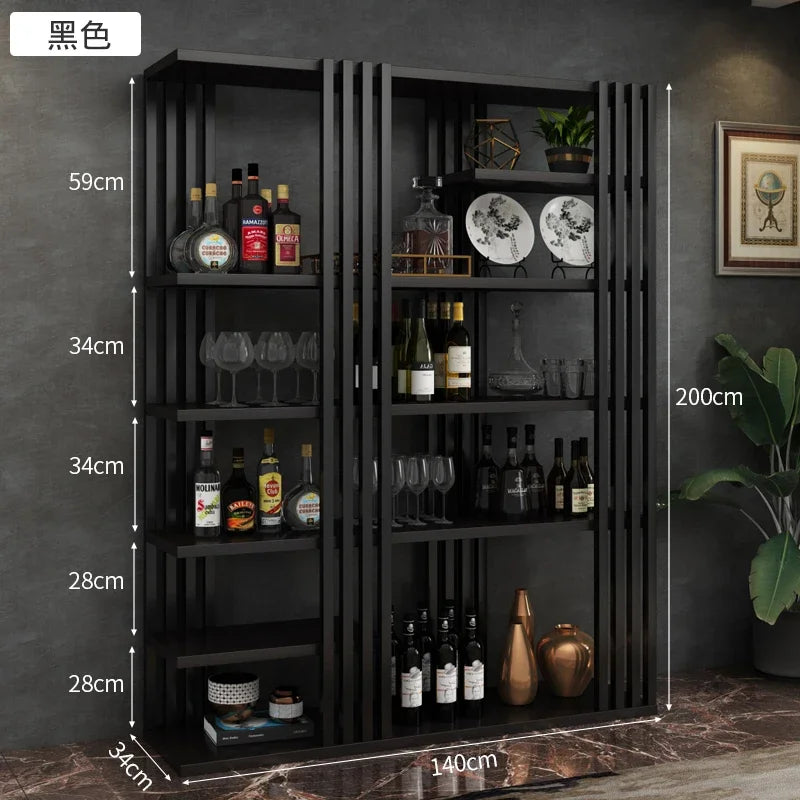 European Iron Bar Wine Cabinets Retro Display Cabinet Industrial Wind Bar Furniture Home Wine Rack Living Room Storage Display