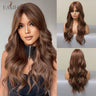 EASIHAIR Light Orange Synthetic Wigs Long Wavy Ombre Natural Hair Wigs with Bangs for Women Cosplay Lolita Wig Heat Resistant