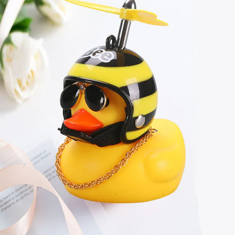 Car Accessories Interior Broken Wind Small Yellow Duck with Helmet Airscrew Wind-breaking Pink Duck Cycling Decoration Ornaments