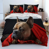 Cartoon Pitbull Dog Comforter Bedding Set,Duvet Cover Bed Set Quilt Cover Pillowcase,King Queen Size Bedding Set for Adult Child