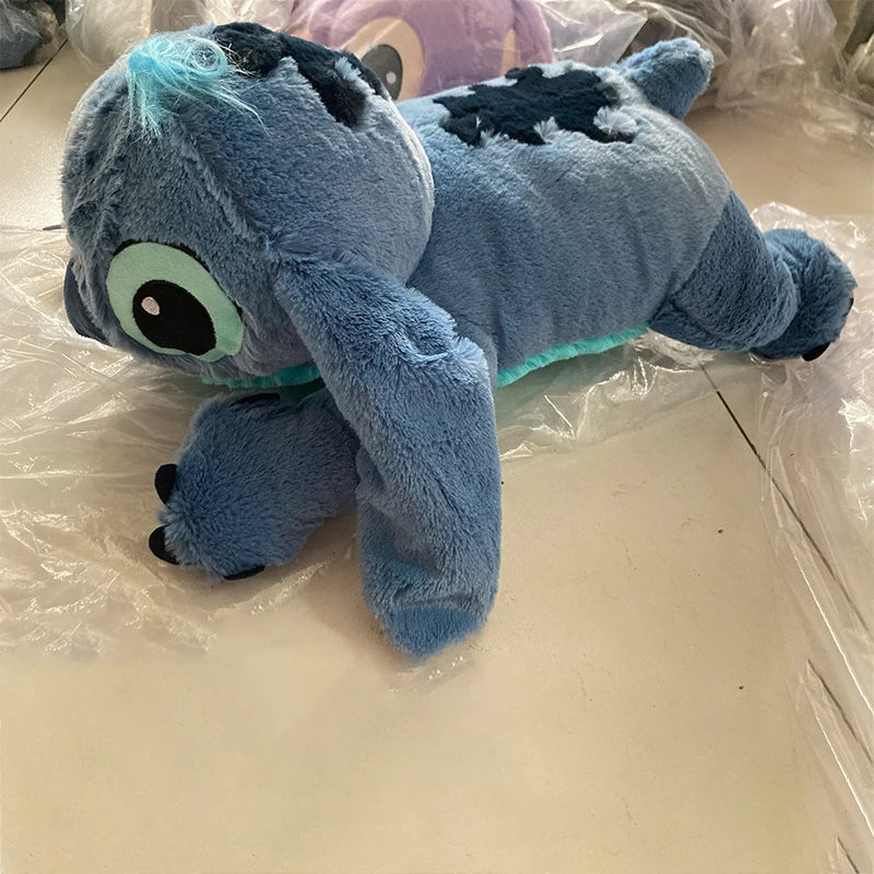 Disney 45/60/80cm Stitch Doll Plush Toys Lilo&Stitch Plush Stuffed Doll Soft Pillow Prone Posture Dark/Light Blue Cute Toy Gifts