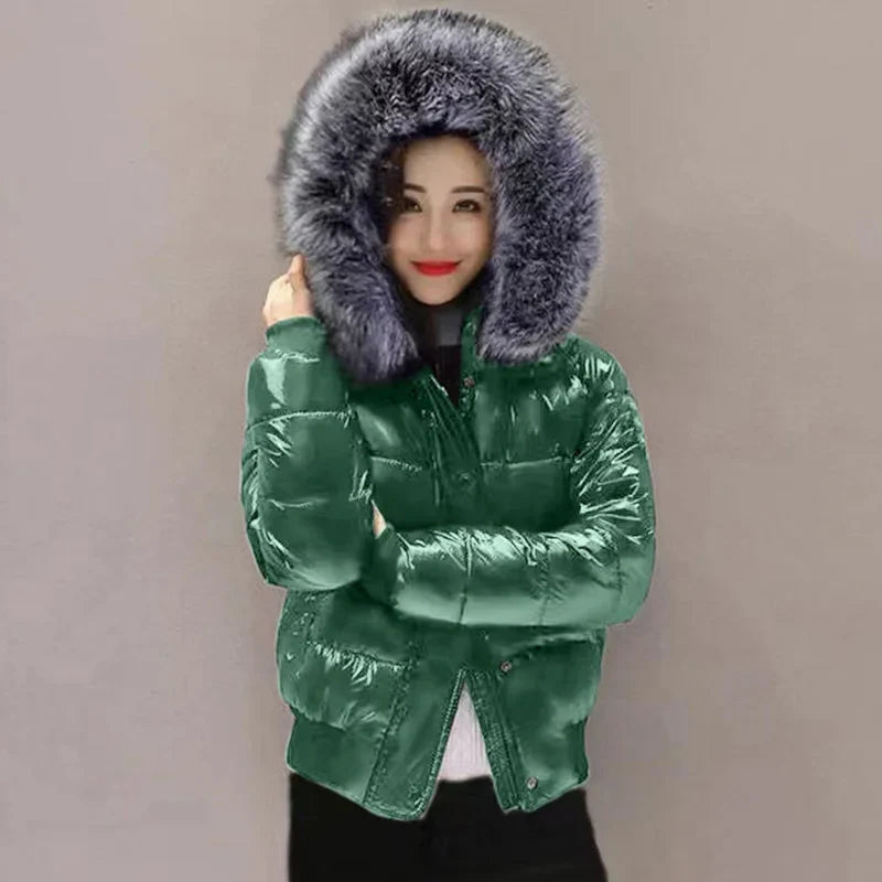 Fake Fur Parkas Waterproof Women Down Jacket 2023 Winter Jacket Women Coat Black Lady Clothing Warm Female Jacket Short Parka