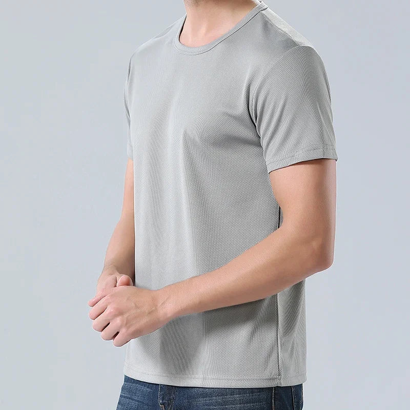 Plain T-shirts for Men Sport Quick Drying Fabric Mens Tshirt Unisex General Size O-neck Short Sleeve Blouse Company Custom Tees