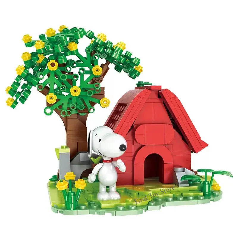 Genuine Classic Animation Snoopy Model Building Blocks DIY Creative Trendy Scene Assembled Blocks Toys Gift Christmas Gift