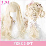 LM Cosplay Wig With Bangs Synthetic Straight Hair 24 Inch Long Heat-Resistant Pink Wig For Women