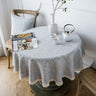 Three-dimensional Jacquard Checkered Round Tablecloth,Cotton Linen Tassels Dust-Proof Table Cover,For Dinner Party Wedding Decor