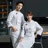 black chef uniform Chef Jacket long Sleeve Cook Coat Chef T-shirt Baker Work Uniform Waiter Restaurant Hotel Clothes women Logo