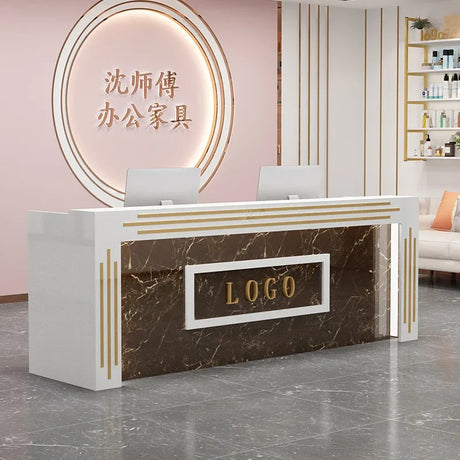 Modern Cash Register Clothing Store Counter Reception Desks Light Luxury Simple Hairdressing Beauty Salon Bar Table with Light