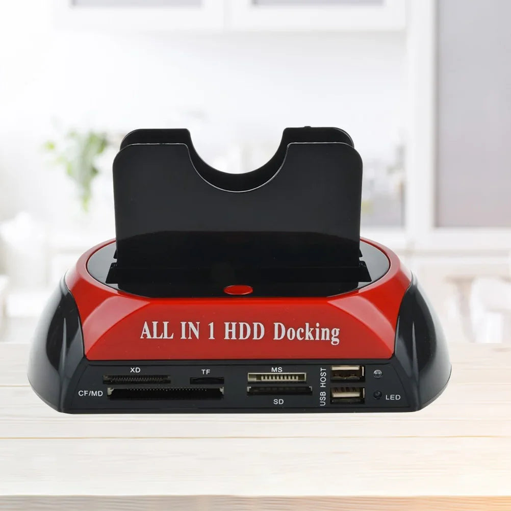 HDD Docking Station IDE Dual USB Clone Hard Drive Multi Function Reader With US Plug