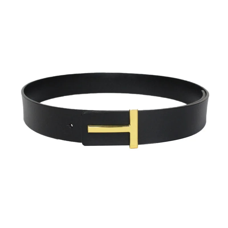 Luxury 3.8cm Width TF Real Leather Designer Brand T Outdoor Men Belt Soft Real Sports Accessories Women Black Belt