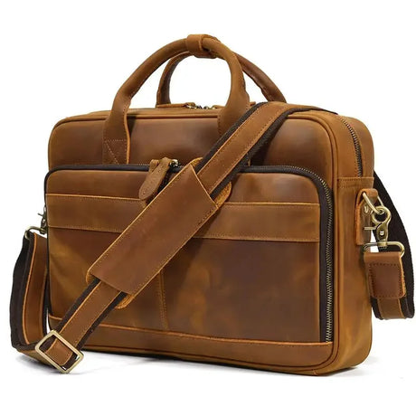 Newsbirds Men Briefcase Business Shoulder Bag Leather Messenger s Computer Laptop Handbag Men's Travel s 15" Male