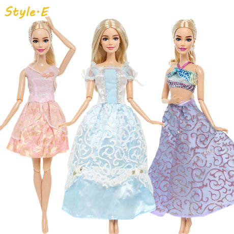 3 Sets Fairy Tale Classic Princess Doll Dresses COSPLAY Party Gown Clothes for Barbie Doll Accessories Kids Dollhouse Toys