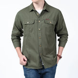 Men's Clothing Military Tactical Shirts Multi-Pockets Work Cargo Shirts Climbing Clothes Nature Hiking Fishing Wear Men's Shirts