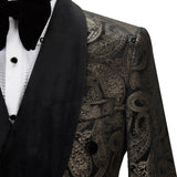 Cenne Des Graoom 2023 Elegant Men's Suit for Wedding Tuxedo Double Breasted Black Paisley Jacket Velvet Lapel Pants 2 Pcs Set