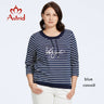 Astrid Autumn Women's t-shirt 2023 Casual Cotton Top Female Plus Size Stripes Tees Rope Diamond craft Long Sleeve Women Clothing