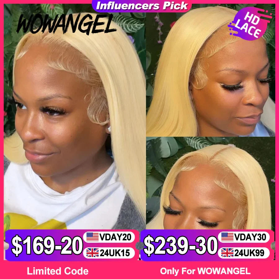 Wow Angel 613 HD Lace Frontal Wig 13X6 Full Lace Front Straight Wig Human Hair Wig Pre Plucked Natural Scalp For Woman Glueless