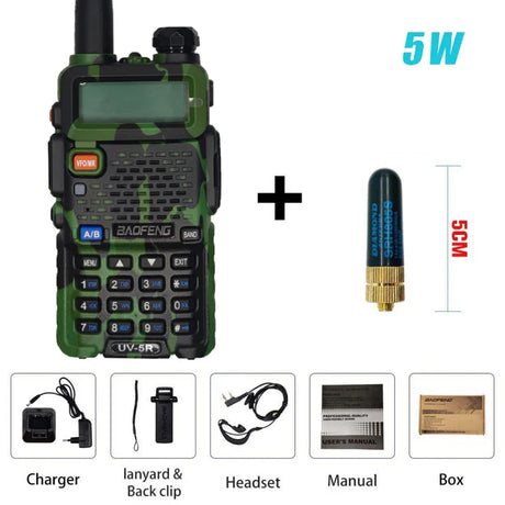 BAOFENG Original UV-5R Camouflage Walkie Talkie BF-UV5R Portable Two Way Radios 5W Dual Band 128CH 1800mAh Wireless Communicator