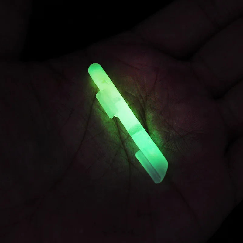 100pcs SS/S/M/L/XL/XXL Fluorescent Light stick 2 in 1 Snap Clip On Fishing Rod Tip Glow Stick Night Fishing Tackle 00074