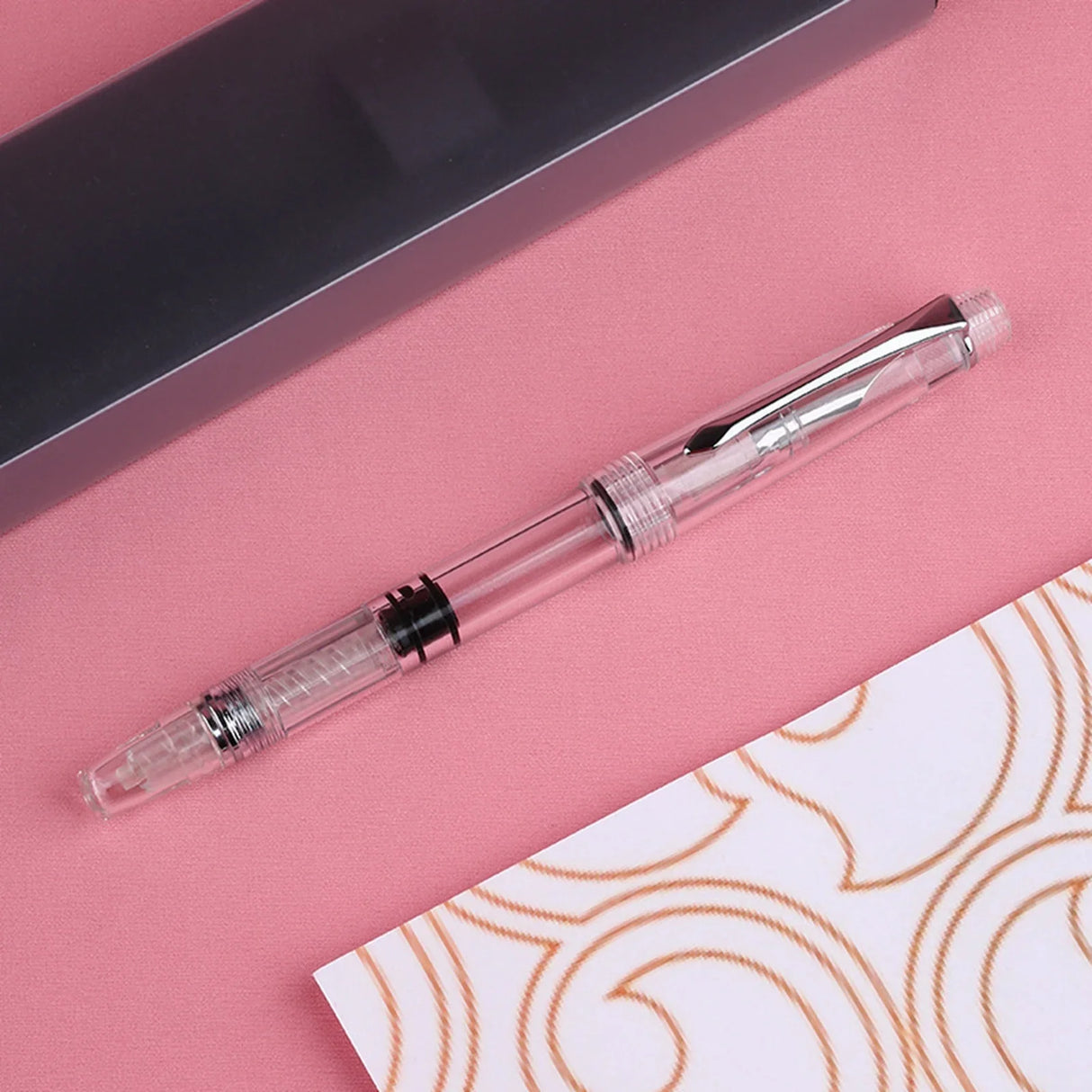 New PENBBS 494 Piston Fountain Pen Resin Transparent Clear EF F Nibs school office business writing gifts pens