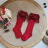 Winter Baby Girls Christmas Long Socks Kids Cotton Big Bow Knee High Sock Woolen Leg Warmers Children Soft Socks For 0-5Years