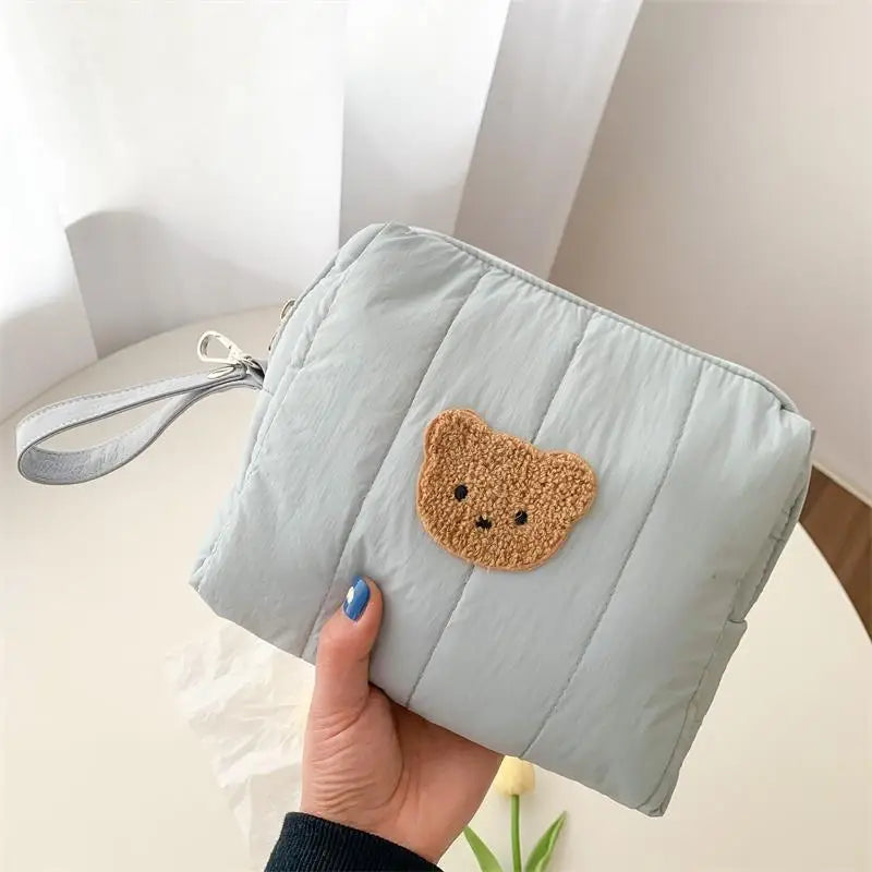 New Cartoon Kids Bedside Stroller Hanging Bag Bear Baby Diaper Bag Storage Polyester Zipper Travel Portable Handbag