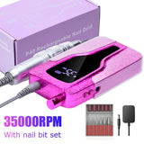 35000RPM Electric Nail Drill Machine Rechargeable Nail Sander LED Display Gel Remover Set Portable Nail Polisher Equipments