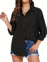 Plus Size Womens Button Down Shirt Casual Long Sleeve Loose Blouse Tops