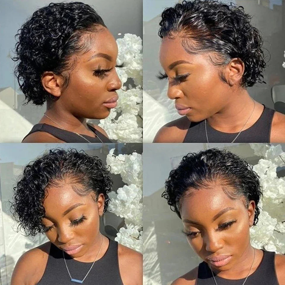 Deep Curly Pixie Cut Lace Front Brazilian Human Hair Wig Preplucked Glueless 13x1 Short Bob Frontal Wigs For Women Ready To Wear