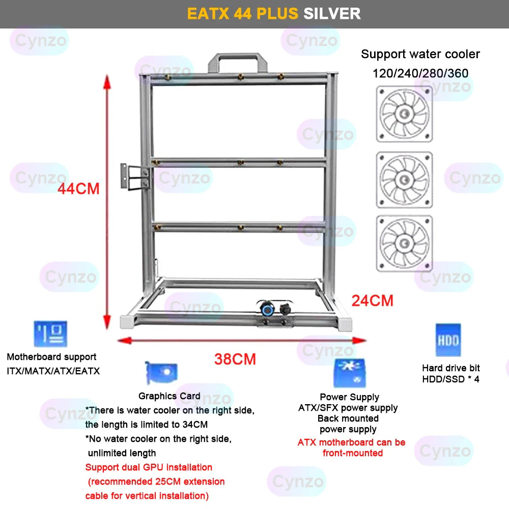 EATX Gamers Cabinet MOD Large Open PC Case Frame Rack Aluminum Creative DIY Desktop Gaming Computer Chassis Water Cooling