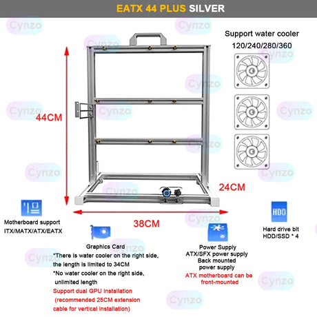 EATX Gamers Cabinet MOD Large Open PC Case Frame Rack Aluminum Creative DIY Desktop Gaming Computer Chassis Water Cooling