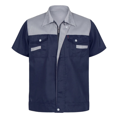 Men Women Short Sleeve Work Coat Workshop Shirts Motor Mechanic Uniform with Two-pocket T-shirts Man Workshop Overalls Top