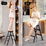 Multifunctional High Stools Kitchen Aluminum Alloy Herringbone Ladder Indoor Folding Step Stool Stable Load-bearing Ladder Stool