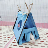 Small Animal Hideout Tent Cage House Warm Bed Felt Nest Habitats for Hamster Rat Guinea Pigs Hideaway Chew Cage Toy with Curtain