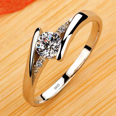 Luxury White Gold Color Tibetan Silver Rings Set For Women Vintage Round Cubic Zirconia Finger Rings Female Trendy Jewelry Gift