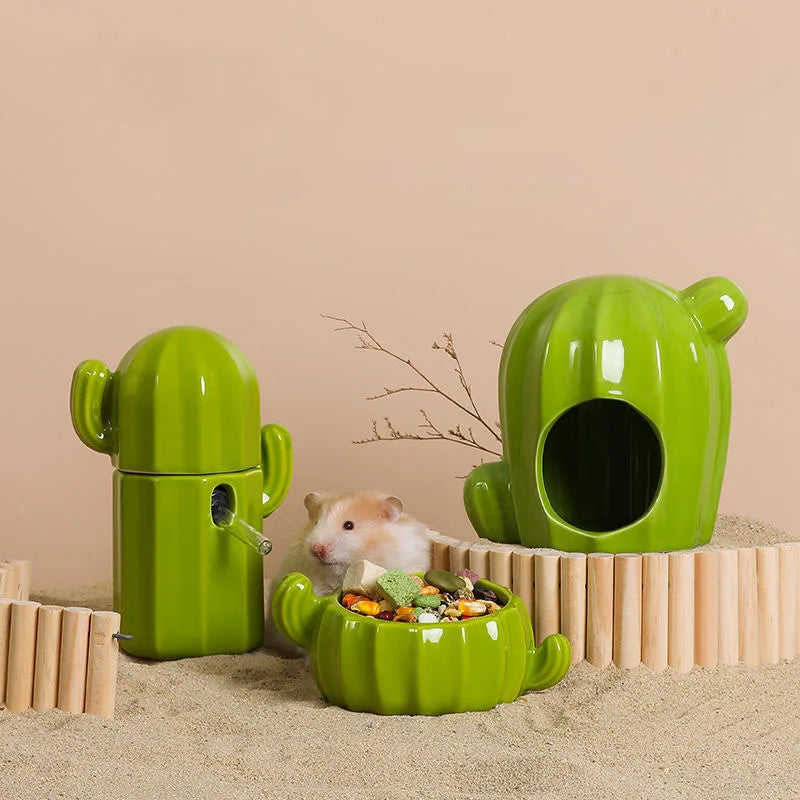 Pet shop small pets houses and habitats hamster cage rabbits ceramic cactus pets product for guinea pig accessories pet supplies