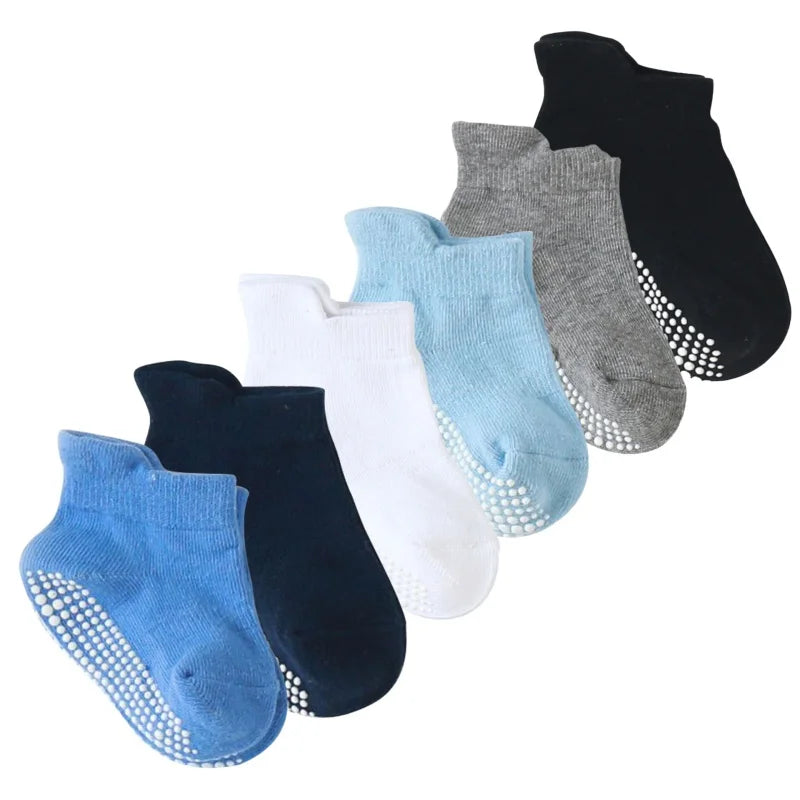 6 Pairs/lot Toddler Baby Socks Cotton Solid Color Warm Kids Leg Warmers Kids Girls Boys Toddler Soft Anti-slip Sock