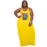 WSFEC XL-5XL Plus Size Dresses for Women Clothing 2023 Fashion Rabbit Pattern Halter Sleeveless Summer Sexy Casual Long Dress