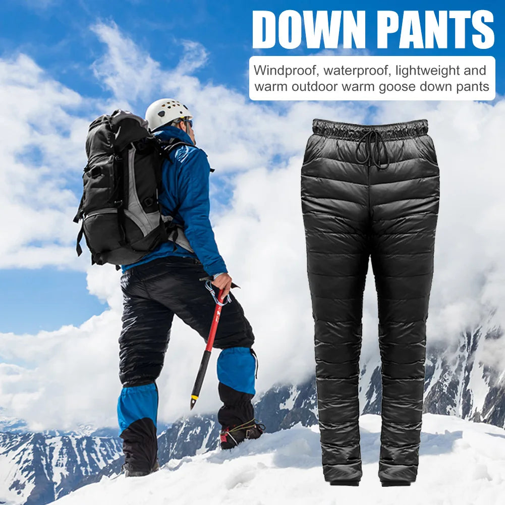 Plus Size Thicken Climbing Warm Slim Trousers Outdoor Skiing Camping Down Pants