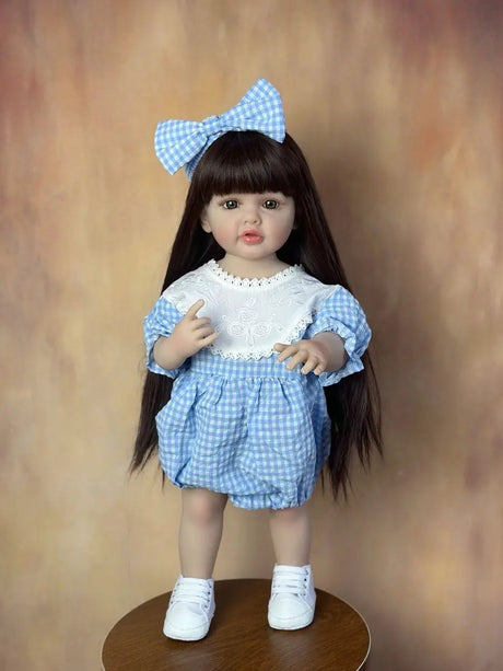 BZDOLL 55CM 22Inch Can Stand Reborn Baby Lifelike Girl Doll Full Soft Silicone Body Princess Toddler Bebe Birthday Gift