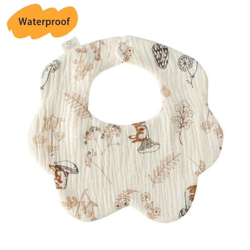 New Thickened 7 Layers Cotton Waterproof Baby Bibs Cute Print Saliva Towel Newborn Burp Cloths for Boys Girls Feeding Drool Bib