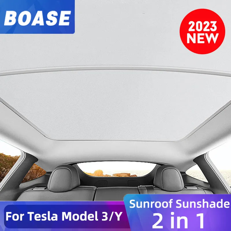 For Tesla Model 3 Y 2021-2023 New Upgrade Ice Cloth Buckle Sun Shades Glass Roof Sunshade Front Rear Sunroof Skylight