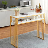 GOLASON Bar Table Gold Bar Table, High Top Pub Tables for Kitchen, Modern Dinning Table