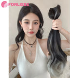 FORLISEE Synthetic Long Curly Hair Gradient Paris Painted Wig Patches With Increased Hair Volume And Fluffy Hair Extensions