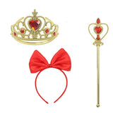 Girls Princess Snow White Accessory Party Tiara Crown Necklace Earrings Gloves Set Synthetic Hair Kids Snow White Dress Up Set