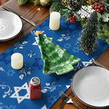 Happy Hanukkah Menorah Table Runner, Seasonal Chanukah Kitchen Dining Table Decoration for Outdoor Home Party