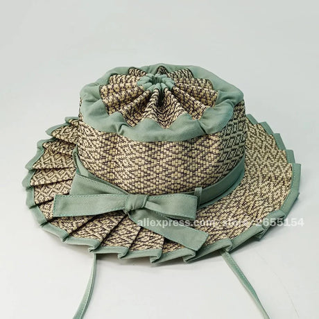 Factory Direct Sales Lorna Style Child Aldult Foldable Straw Bucket Hats Handmade Girls Baby Summer Beach Caps New Arrival