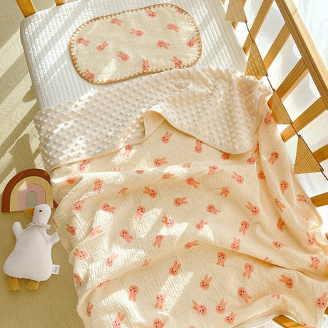 3D Minky Dot Baby Blanket Newborn Cotton Gauze Blanket Toddler Rainbow Leopard Print Super Soft Muslin Throw Swaddle Wraps