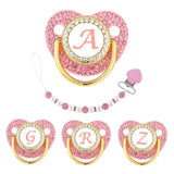 Pink Newborn Pacifier Clip Chain 26 Letters Baby Dummy Soother Holder Silicone Princess Infant Teether Nipple BPA Free