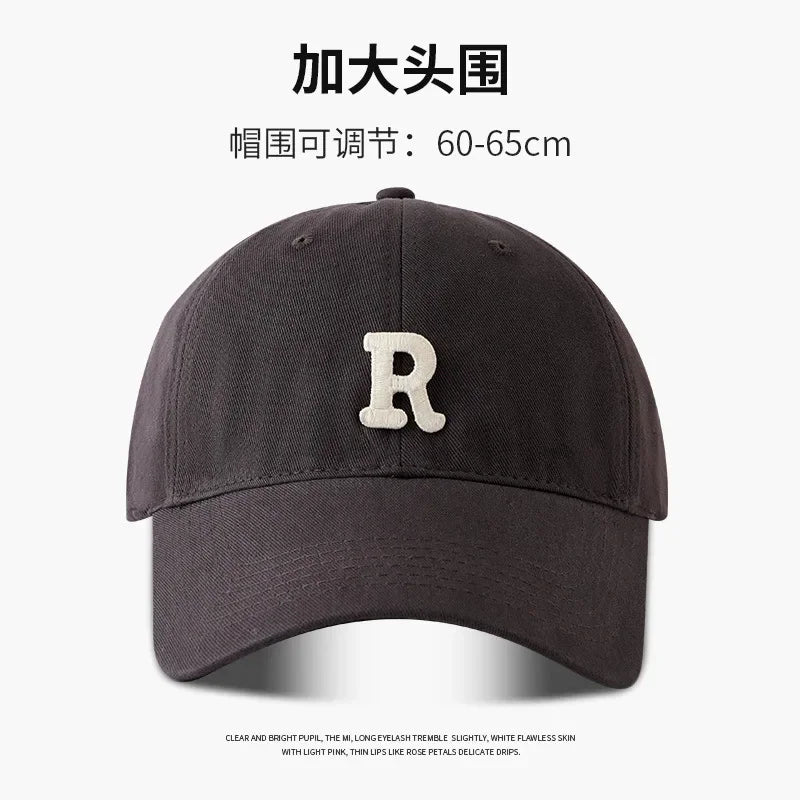 60-65cm 63-70cm Big Head Baseball Cap Men Women Soft Top Cotton Large Size Hat R Letter 2023 Fashion