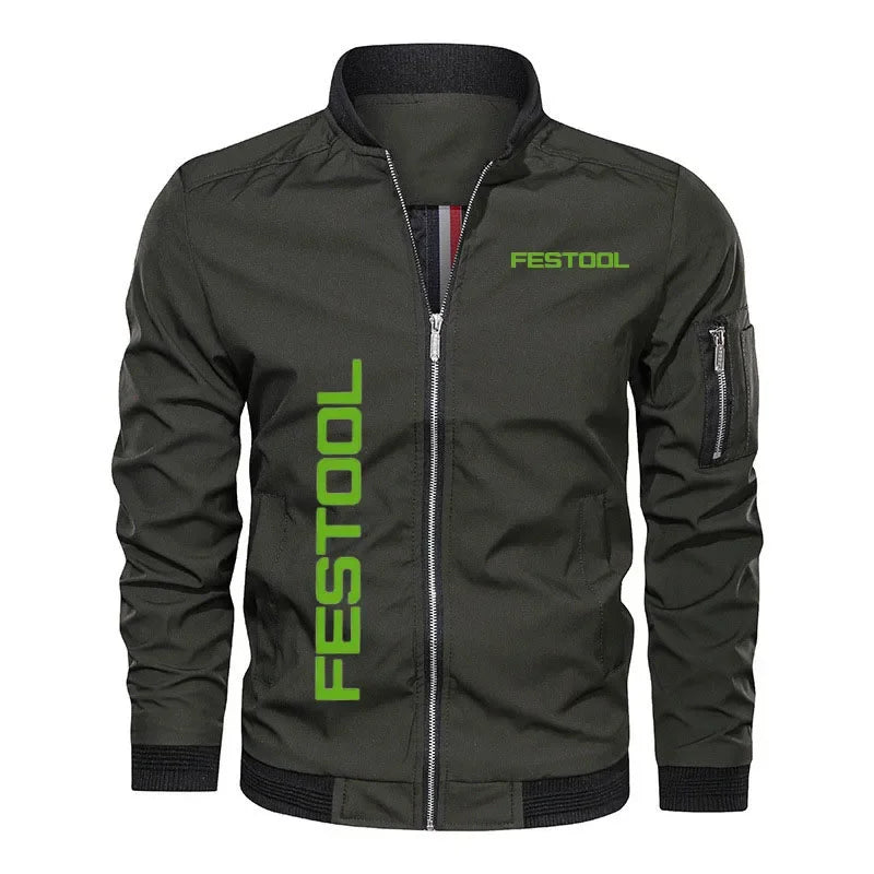 Hip-hop men's jacket Festool tools logo print New bomber jacket High quality Oversized jacket Men's jacket for fat people